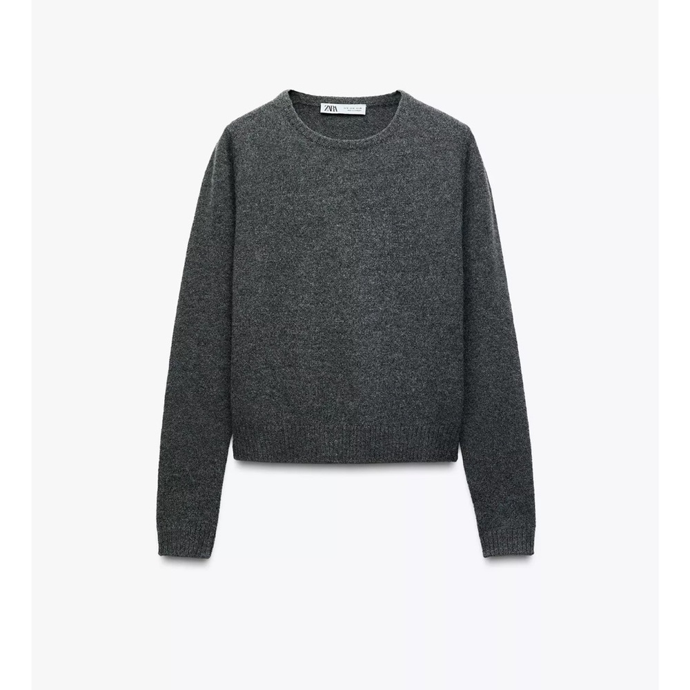 NWT Zara 100% Wool Charcoal Knit Pullover